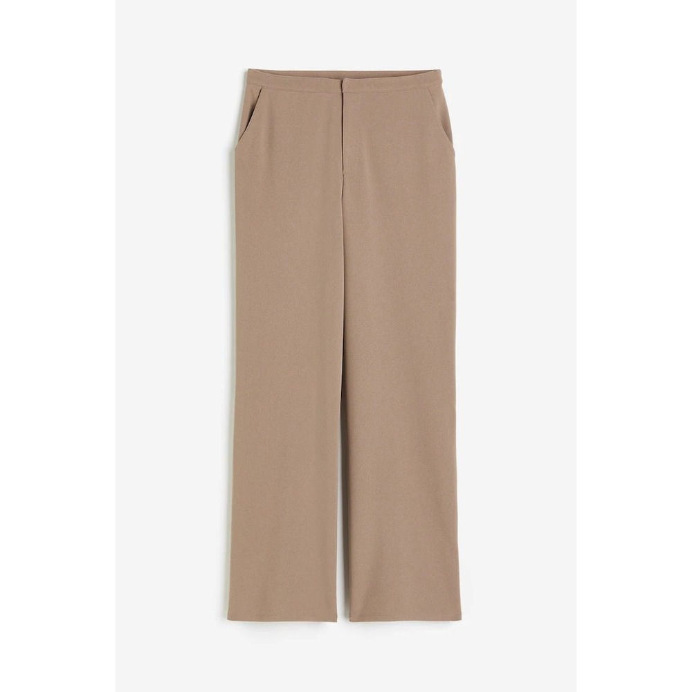 H&M Taupe Straight Leg Dress Pants Women's US 12 High Rise Slit Hem